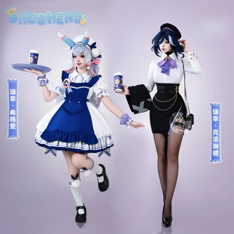 

Игра Genshin Impact Косплей Clorinde Sigewinne Костюм Парик обувь хвост шляпа вечерние карнавал сладкий сексуальный костюм Лолиты женская униформа