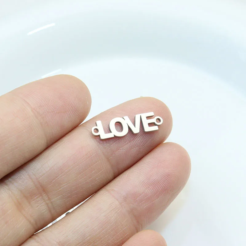 

10pcs Stainless Steel Mirror Polish Love Lucky Connector Bracelet Charms DIY Handcraft PVD Plated Waterproof Antiallergic