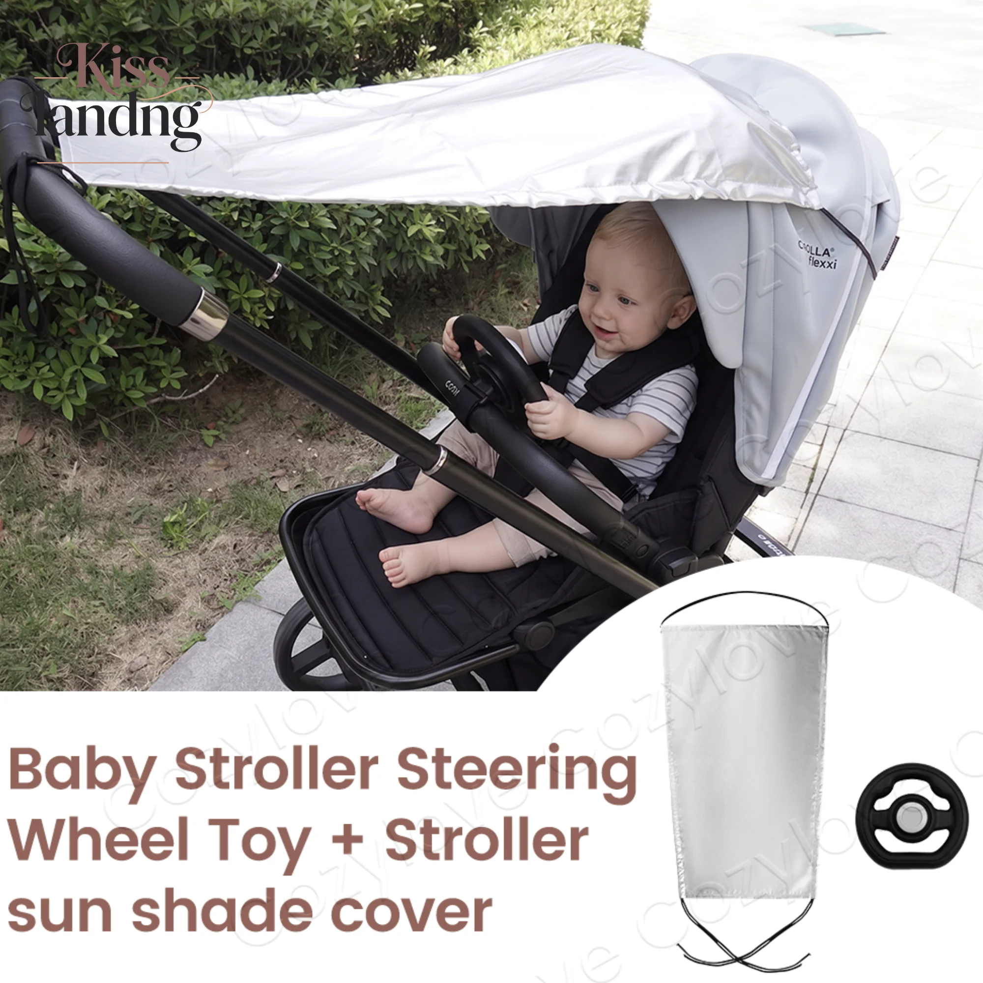 

Stroller Sun Shade & Steering Wheel Toy Set | UV Protection Canopy + Interactive Toy for Toddlers