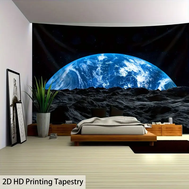 VIKAMA Moon Surface Views Earth Universe Starry Sky Tapestry Hanging Cloth Cool Wall Decoration Room Decoration
