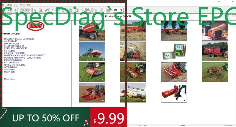 

SpecDiag Kverneland Vikon Agricultural Electronic Parts Catalog 2020