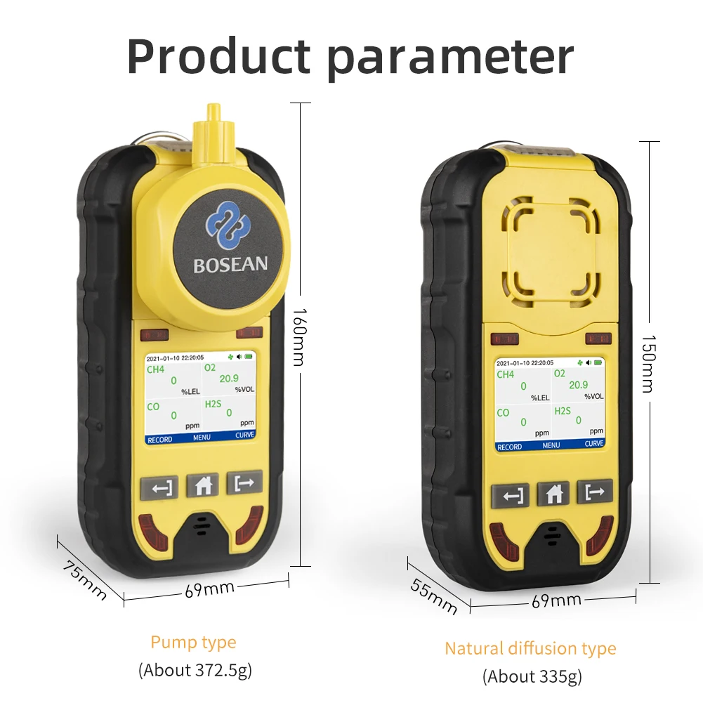 Imagem -04 - Bossean-multi Detector de Gás em Medidor de Gás o2 H2s co Lel Oxigênio Sulfeto de Hidrogênio Detector de Vazamento de Monóxido de Carbono