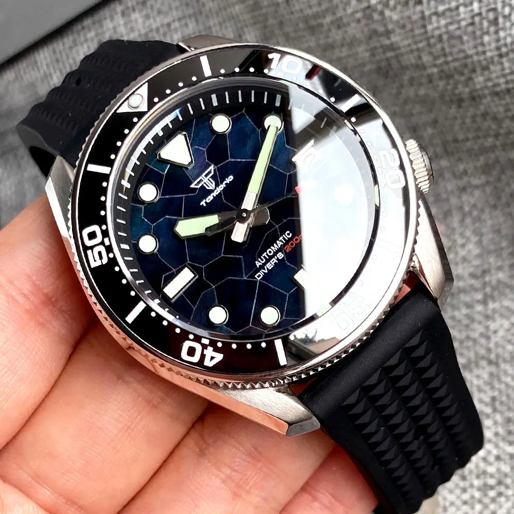 Luxury Tandorio 42.5mm SBDX001 MM300 NH35 Shell Dial Sapphire Glass 200M Water Resistant Dive Mechanical Men Watch Lume