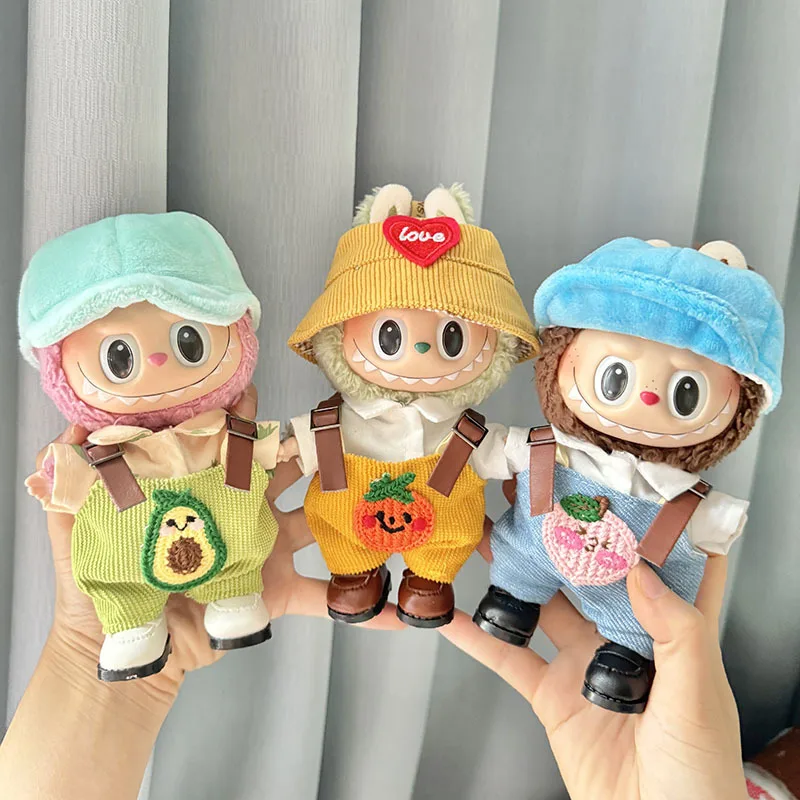 

Cute Plush Doll'S Clothes 17cm Labubu I II Bib Pants Hat Shoes Idol Dolls Sitting Party Clothing Accessories For Korea Kpop Exo