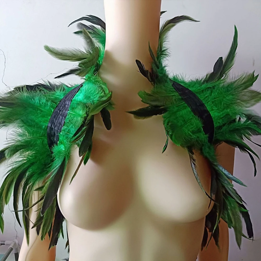 Halloween Feather Shrug Shawl Gothic Punk Feather Cape Natural Feather Shrug Shawl Women Cosplay Stage Show Party Club Costume