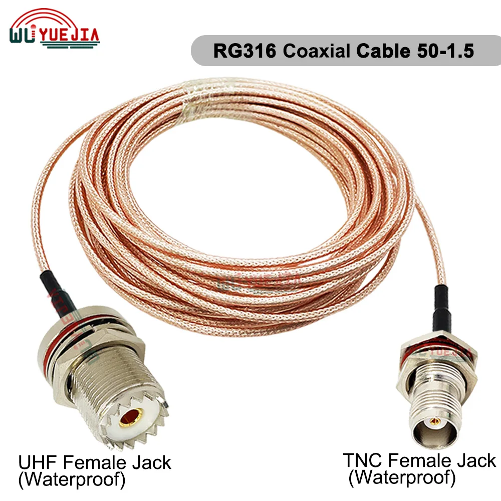 Bulkhead-UHF to TNC Connector, RG-316 RF Cable, Female Jack to TNC Male, TNC Female, RP-TNC, 50-1.5 RF Coaxial Cable, 1 Pcs