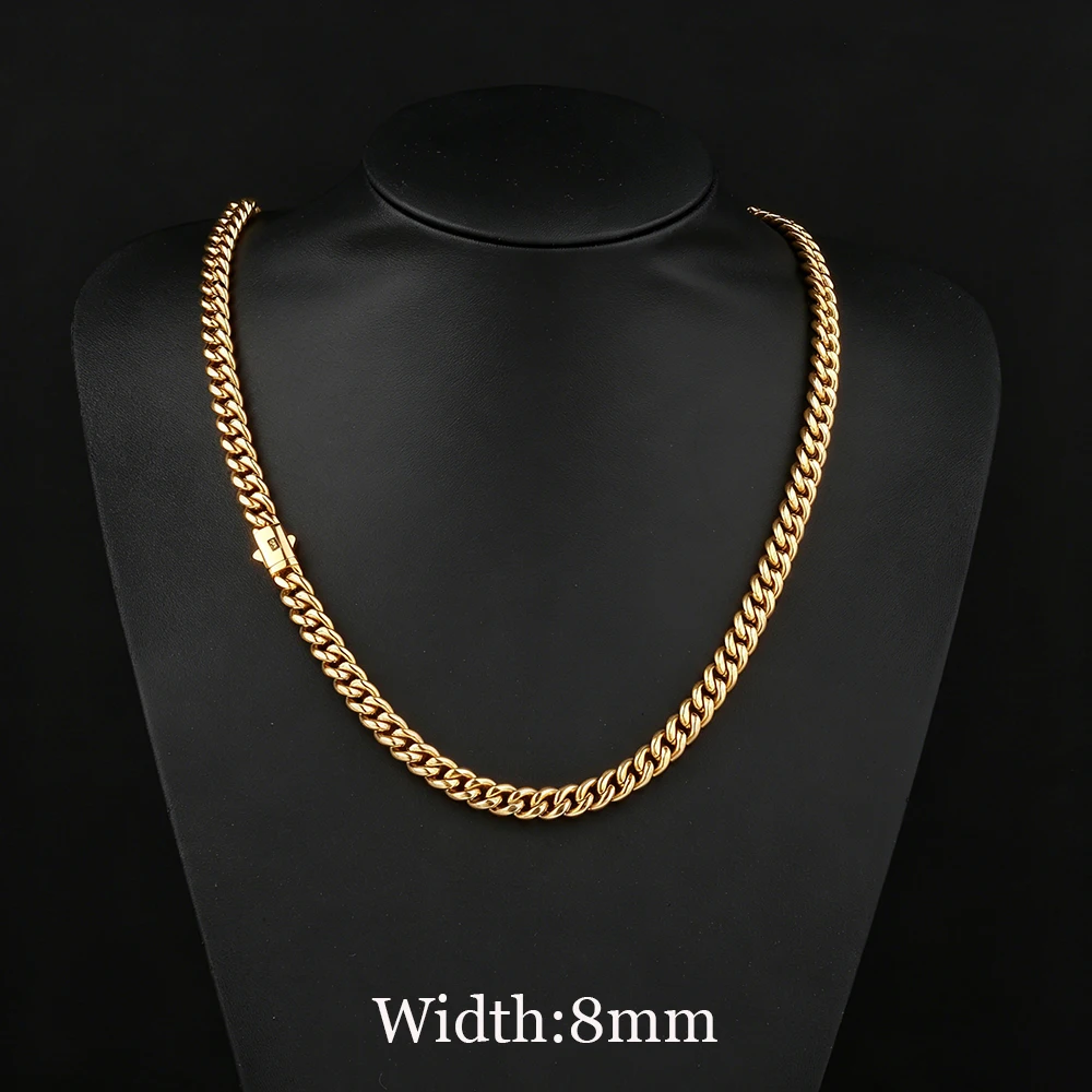 NY Stainless Steel 8/12mm Iced Out 22k Gold Plated Lightning Smooth Necklace Bracelet Fine Hip Hop Wholesale Jewelry MOQ30pcs