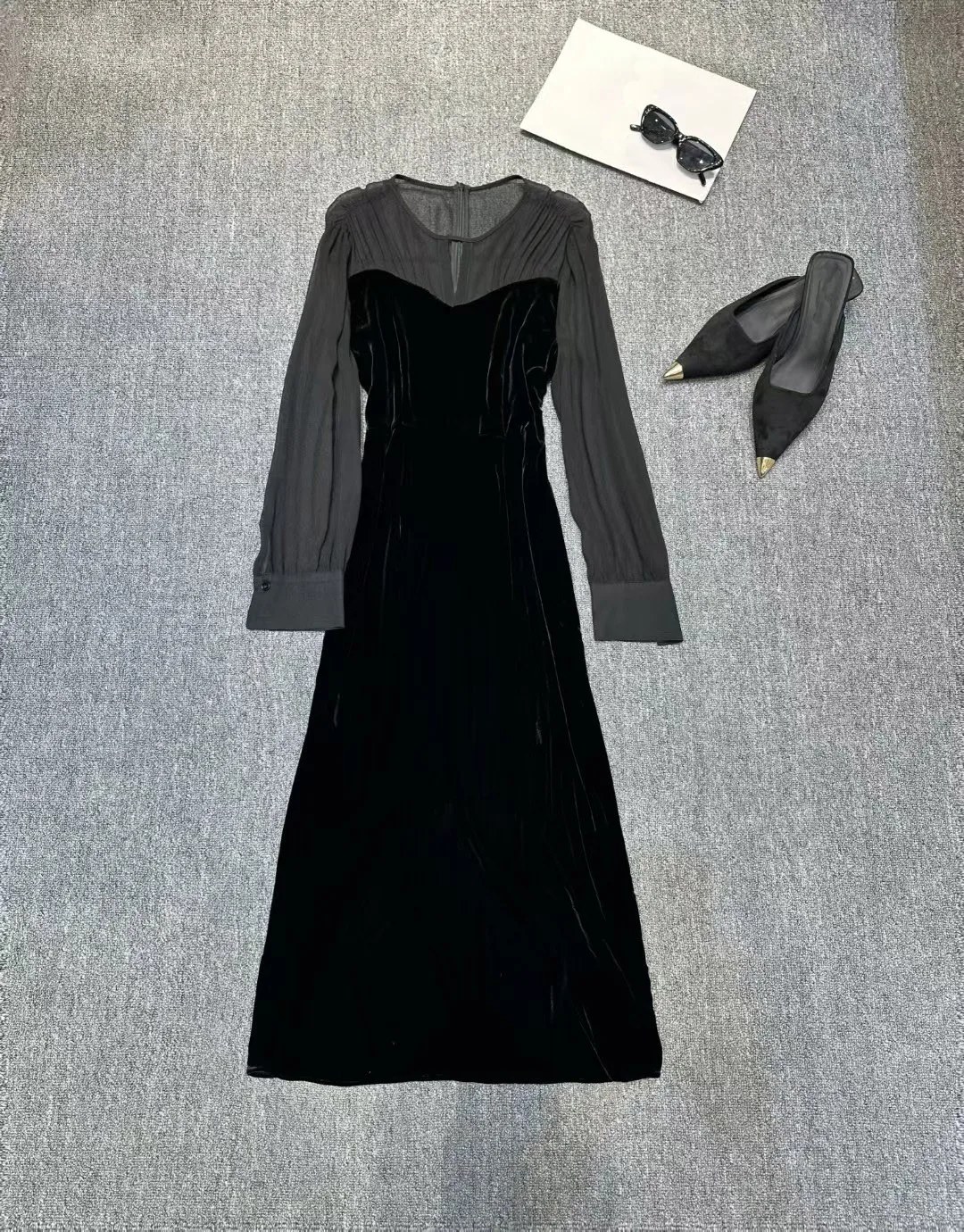 

2025 Women's Clothing Simple slightly transparent patchwork dress 0623