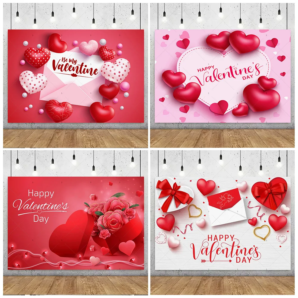

Happy Valentine's Day Background Rose Love Heart Backdrop Supplies Romantic Valentine's Day Party Decoration Photography Prop