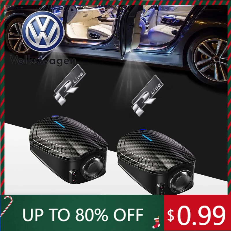 

Новинка 2026: 2 шт. USB-перезаряжаемые HD LED проекторы-подсветка дверей для Volkswagen VW R-Line, приветственные огни для Golf 3 4 5 6