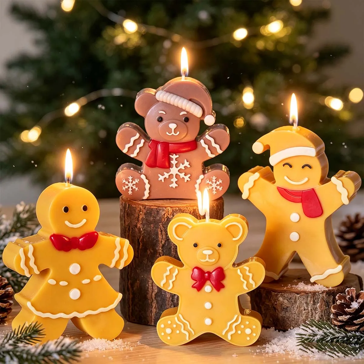 3D Christmas Series Silicone Mold DIY Smile Gingerbread Man Bear Crafts Making Aromath Soap Plaster Resin Molds Home Xmas Decor