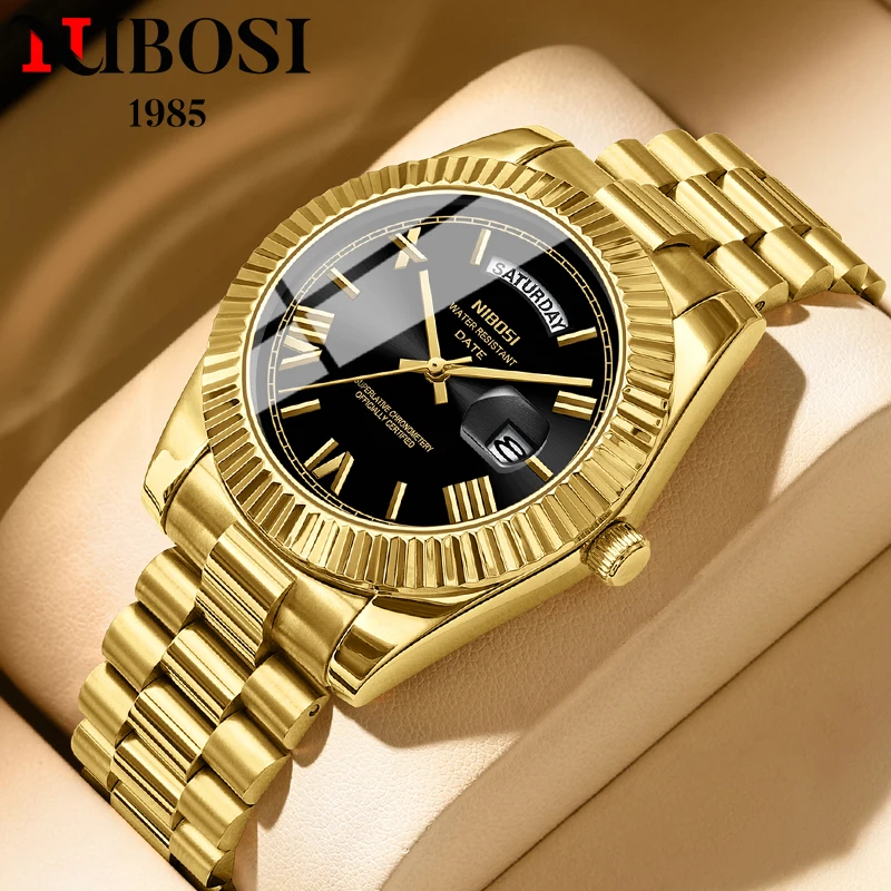 NIBOSI Brand Luxury Stainless Steel Quartz Watches For Men Luxury Date Display Luminous Fashion Men's Watch relogios masculino