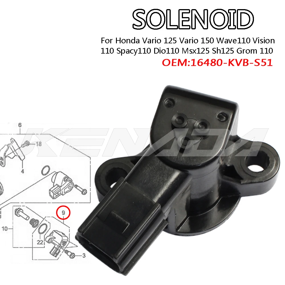 

Solenoid For Honda Vario 125 Vario 150 Wave110 Vision 110 Spacy110 Dio110 Msx125 Sh125 Grom 110 Cb125 Air-Blade125 Zoomer 110