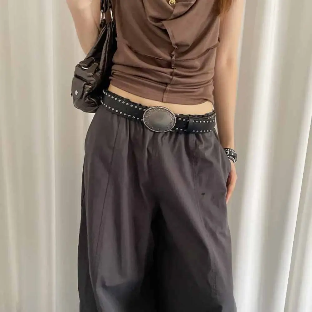 カジュアルメタルバックルレトロリベットウエストベルト合金 Y2k パンクスタイルベルトヴィンテージプリントパンツ装飾ジーンズウエストバンド毎日