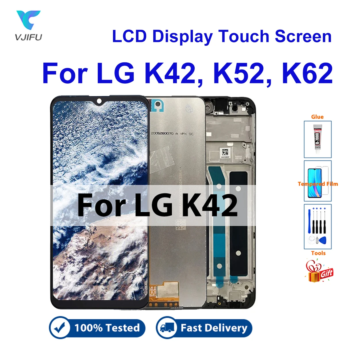 LCD For LG K42 K52 K62 Display Touch Screen LMK420 LMK520E High Quality Digitizer Tested Assembly Replacement With Frame