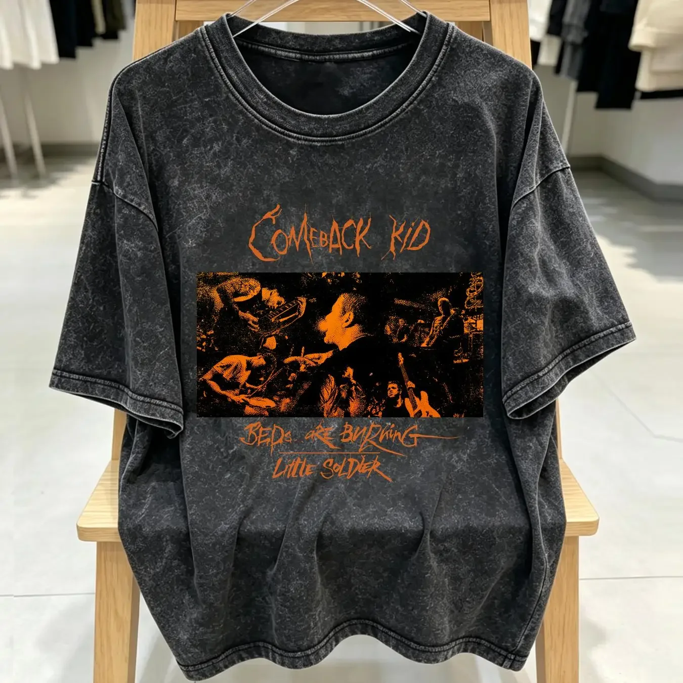 washed T Shirt Comeback Kid Beds Are Burning Little Soldier S 2XL long or short sleeves vintage Washed streetwear