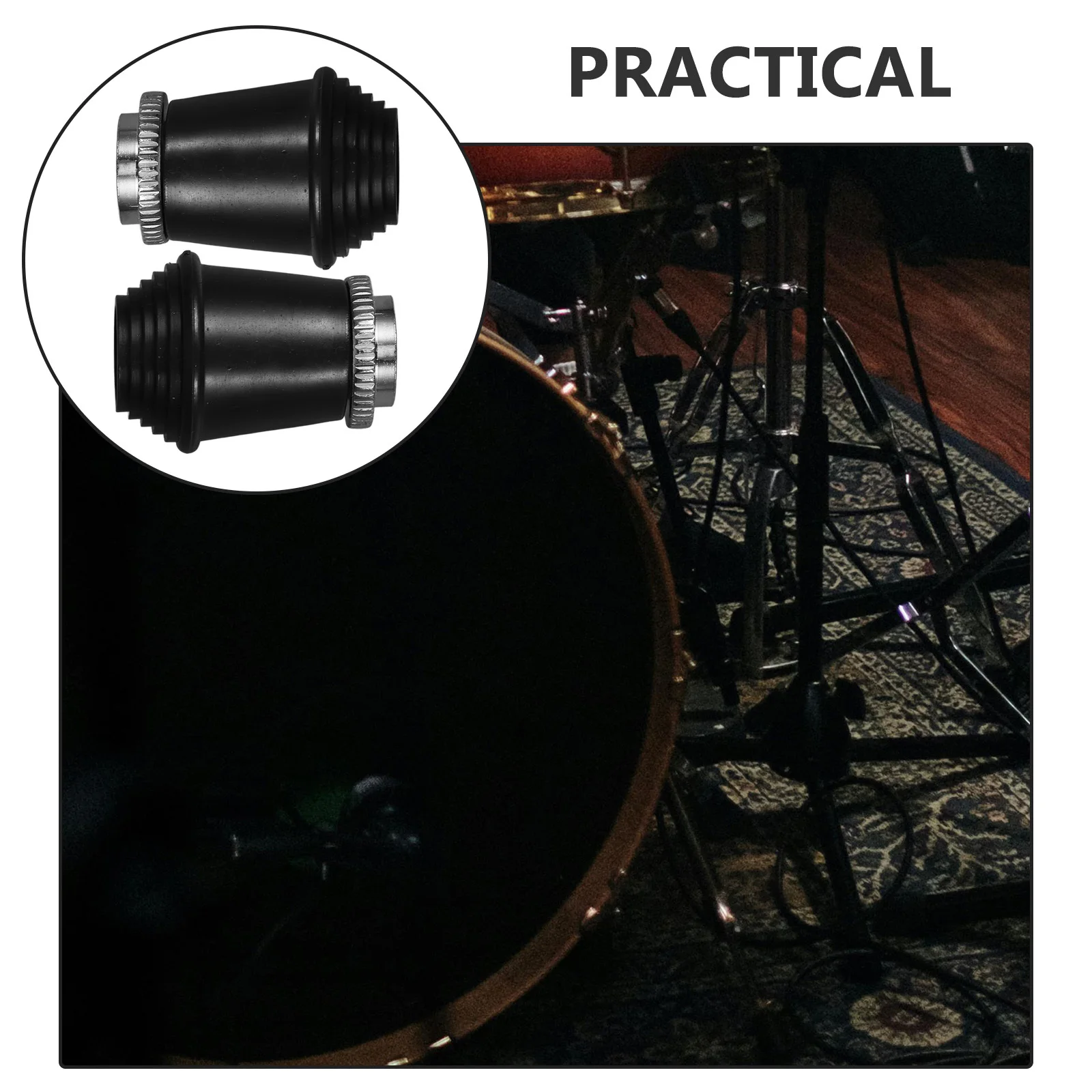 

2Pcs Drum Kit Rubber Feet Black Durable Non Slip Bass Drum Leg Pads Stand Foot Protector Musical Instrument Parts