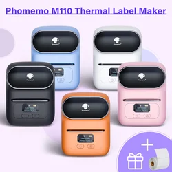 Phomemo-impresora de etiquetas térmica inalámbrica M110, Mini impresora portátil con Bluetooth, fabricante de etiquetas de código de barras, impresoras de etiquetas de precio DIY