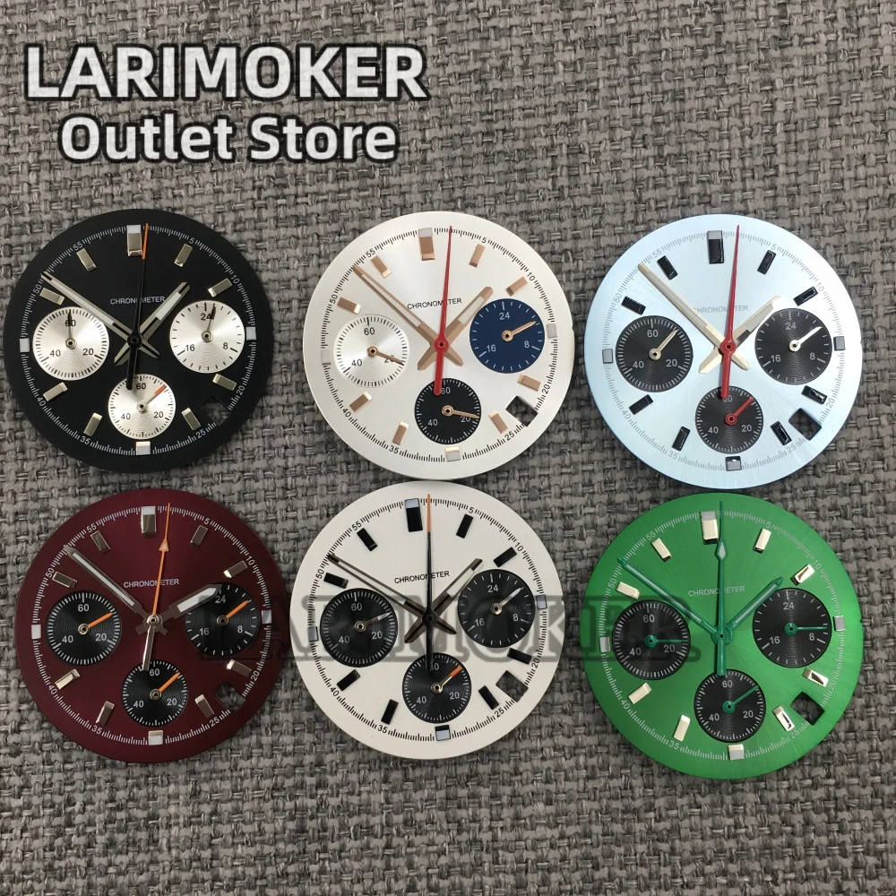 

LARIMOKER watch accessories vk63 quartz movement 30MM watch dial with 6-pin pointer green luminous Watch dial