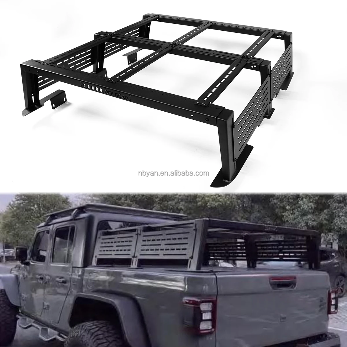 Steel Multi-Function No-Drill Overland Rack for Jep Gladiator JT Off-Road Bed Cargo Carrier Bracket