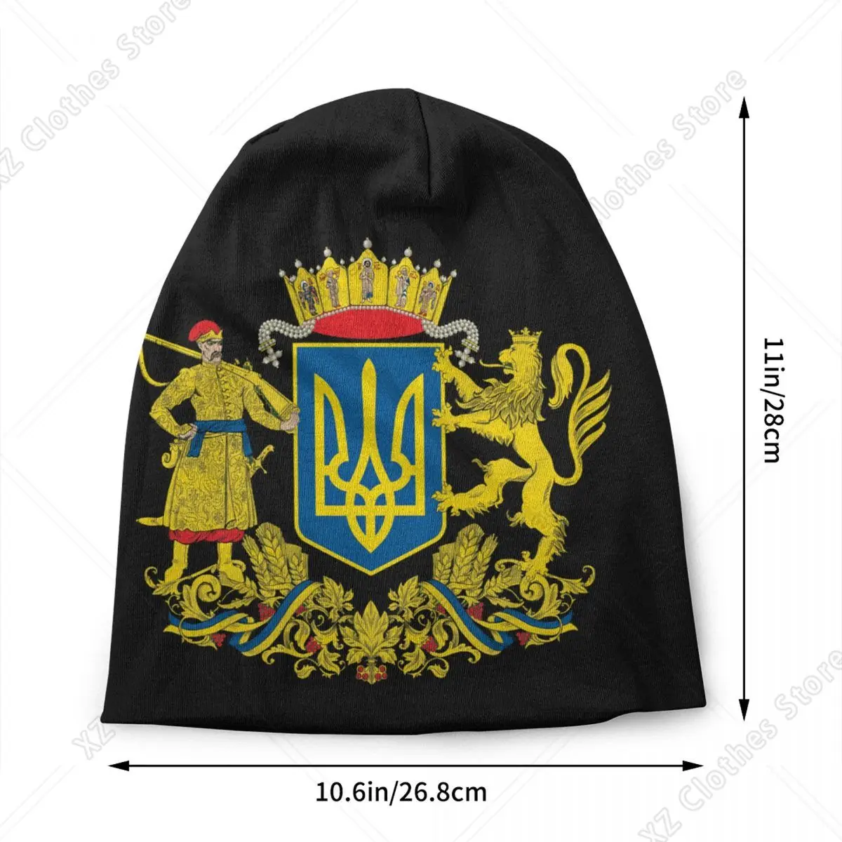 Custom Coat Of Arms Ukraine Bonnet Hat Knit Hat Men Women Fashion Unisex Adult Ukrainian Flag Warm Winter Skullies Beanies Caps