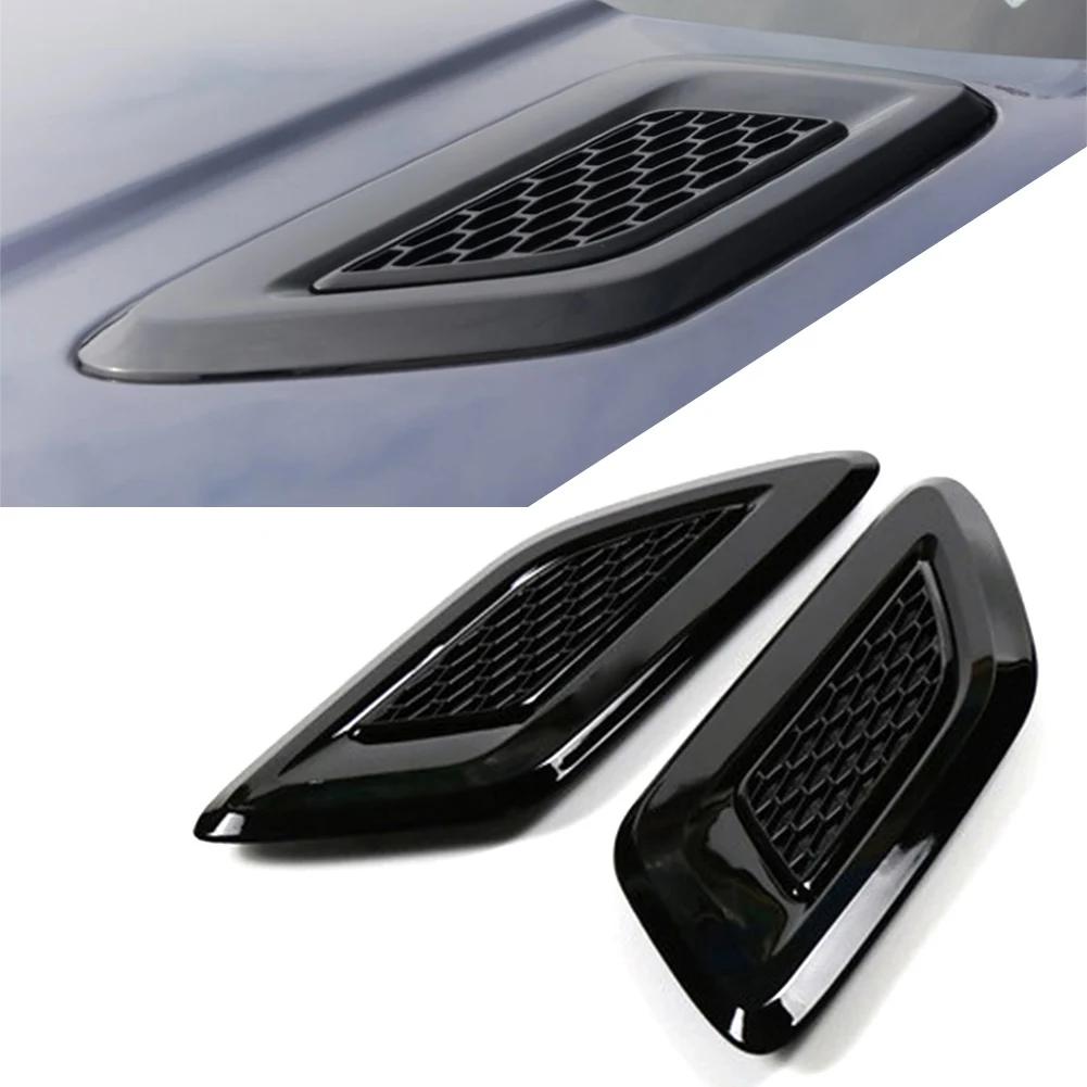 2Pcs Car Styling Front Side Air Hood Vent Trims Cover For Land Rover Range Rover Sport L494 2014 2015 2016 2017 Gloss Black ABS