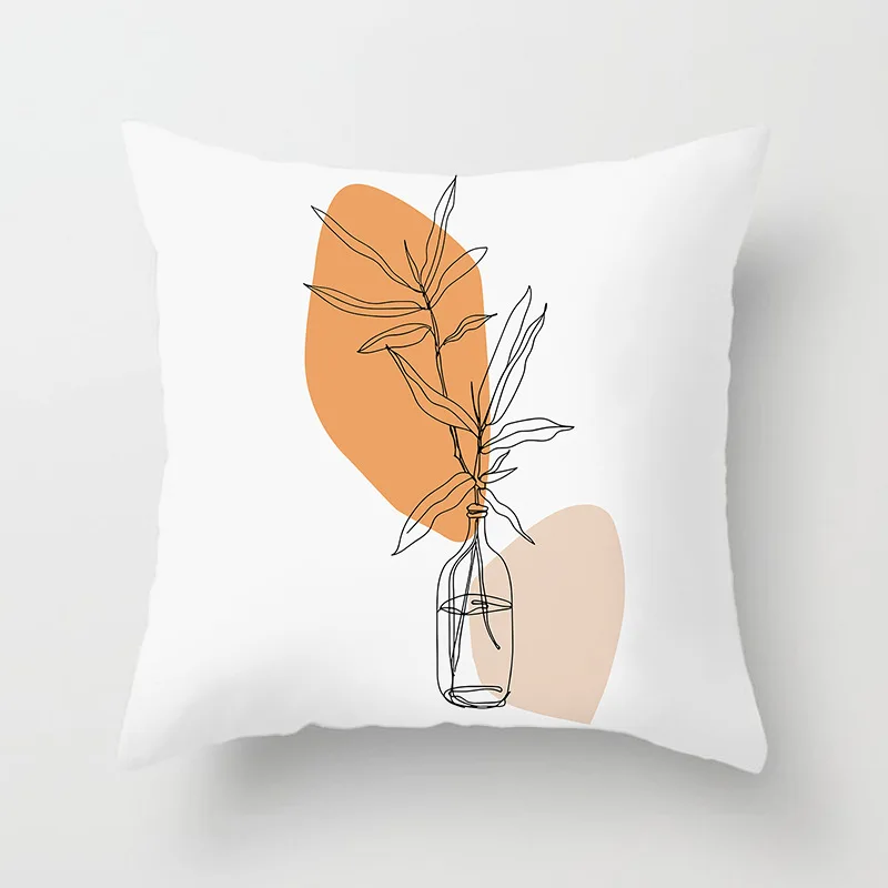 Nordic Simple Abstract Line Drawing Polyester Cushion Cover Decorative Pillowcase Modern Living Room Sofa Pillow