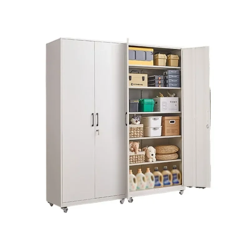 for Household Balcony Cabinet Movable Wheeled Locker Moisture Proof Sun Proof Wall Mounted Locked Iron Cabinet Default Item