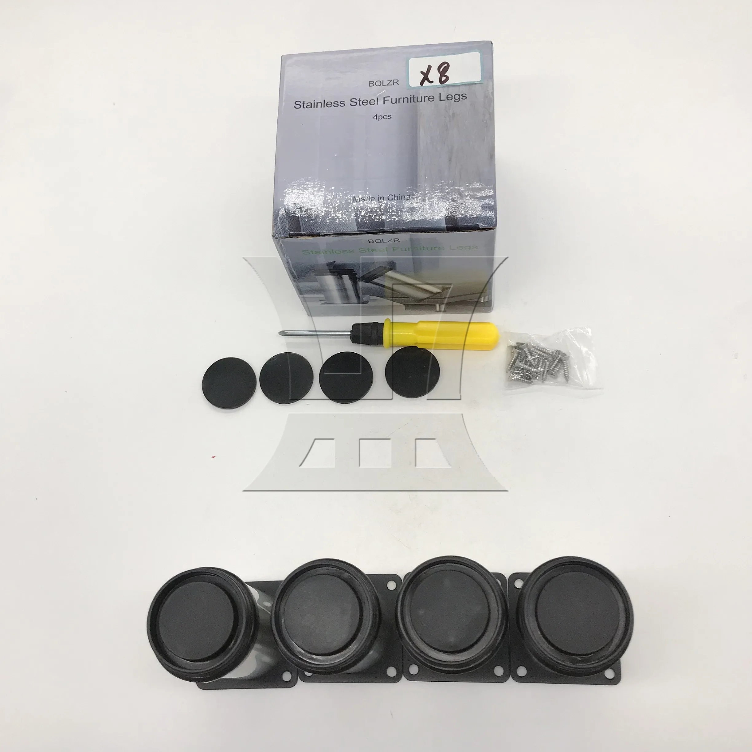 

BQLZR 32pcs Adjustable 304 Stainless Steel Furniture Legs 50x100mm for Bed Feet Easy to Operate