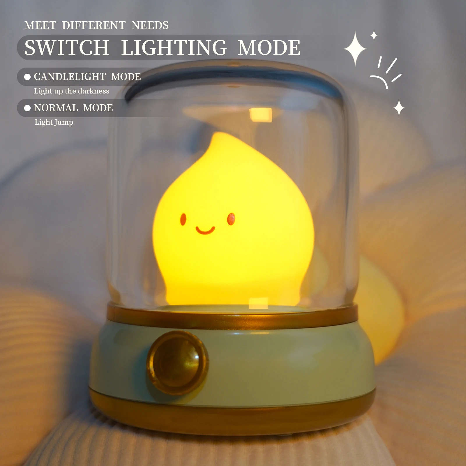 Candle Night Light Cute Flame Lamp Desktop LED Decorative Light USB Rechargeable Night Light Bedroom Creative Children's Gift