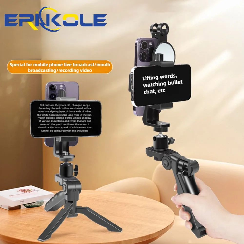 Teleprompter para Teléfono (con Trípode), Soporte de Escritorio para Transmisión en Vivo, Video, Subtítulos y Discursos