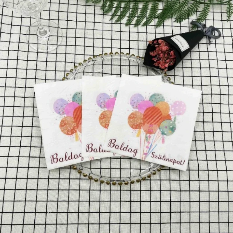 10/20 szt. 33cm 2-warstwowe serwetki z nadrukiem balonów Boldog Sz Ü Linapat! Papier do dekupażu DIY - atmosfera przyjęcia urodzinowego