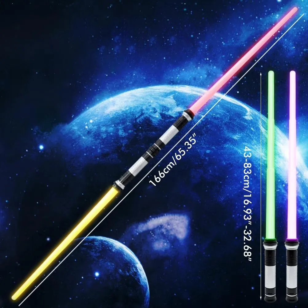 2pcs LED Light‑Up Lightsaber Toy Telescopic RGB Light Sword with Sound Effect 2‑in‑1 Splicable Cosplay Prop Boys Birthday Gift view 3