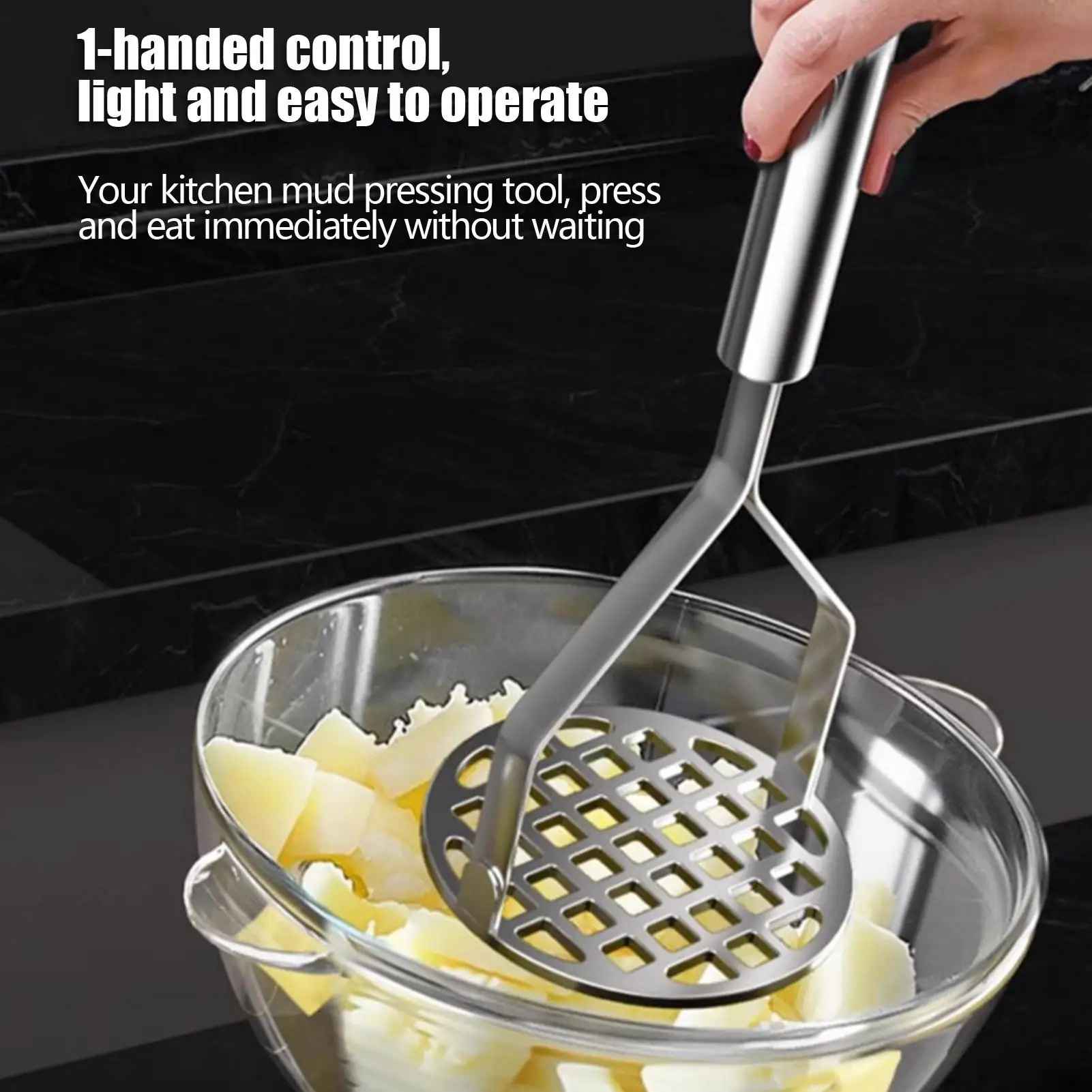 Triturador de Patatas Manual de Acero Inoxidable, Utensilio de Cocina Resistente para Triturar Alimentos, Prensa Manual de Patatas y Frijoles