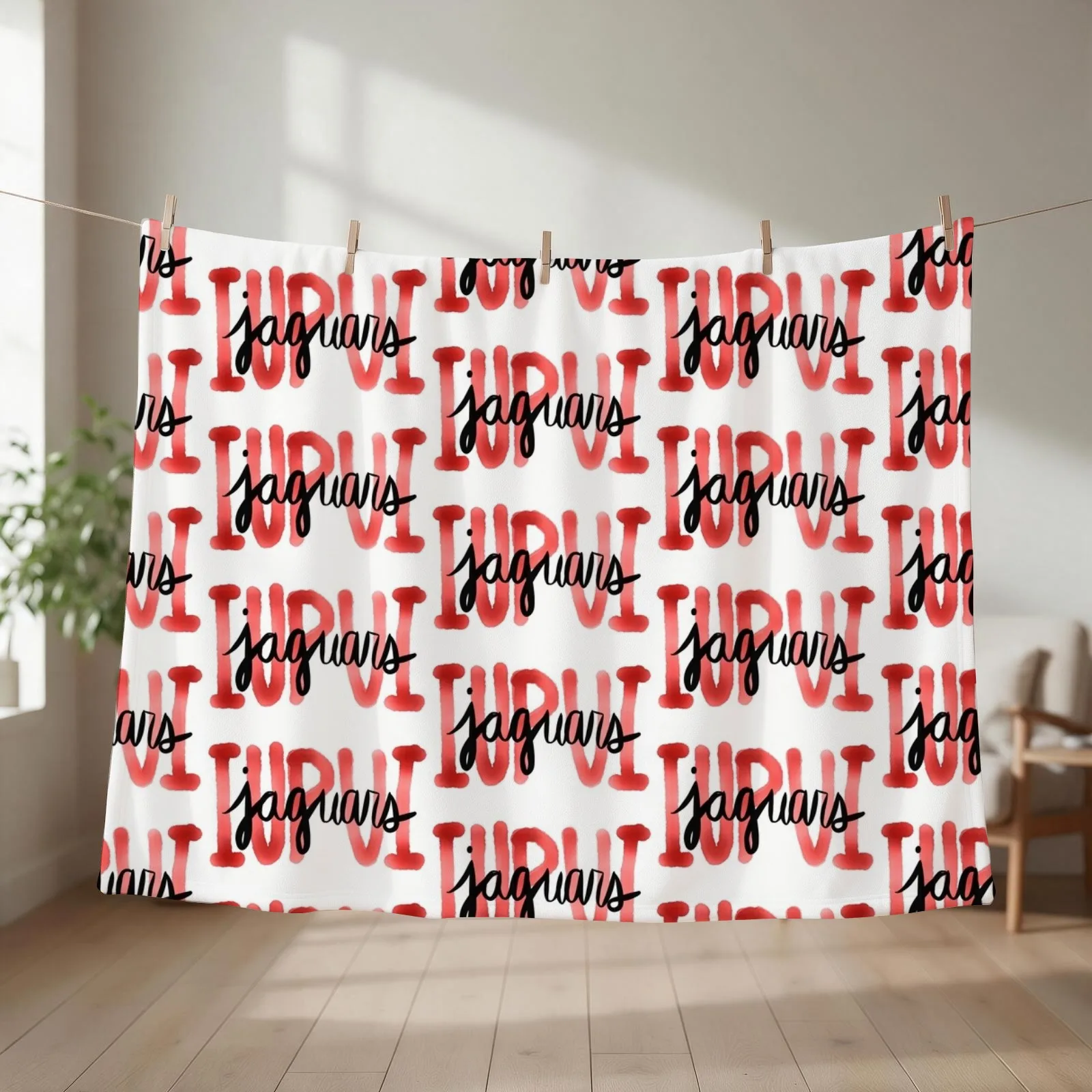 IUPUI Jaguars Throw Blanket couch cozy soft plush fuzzy picnic outdoor blanket