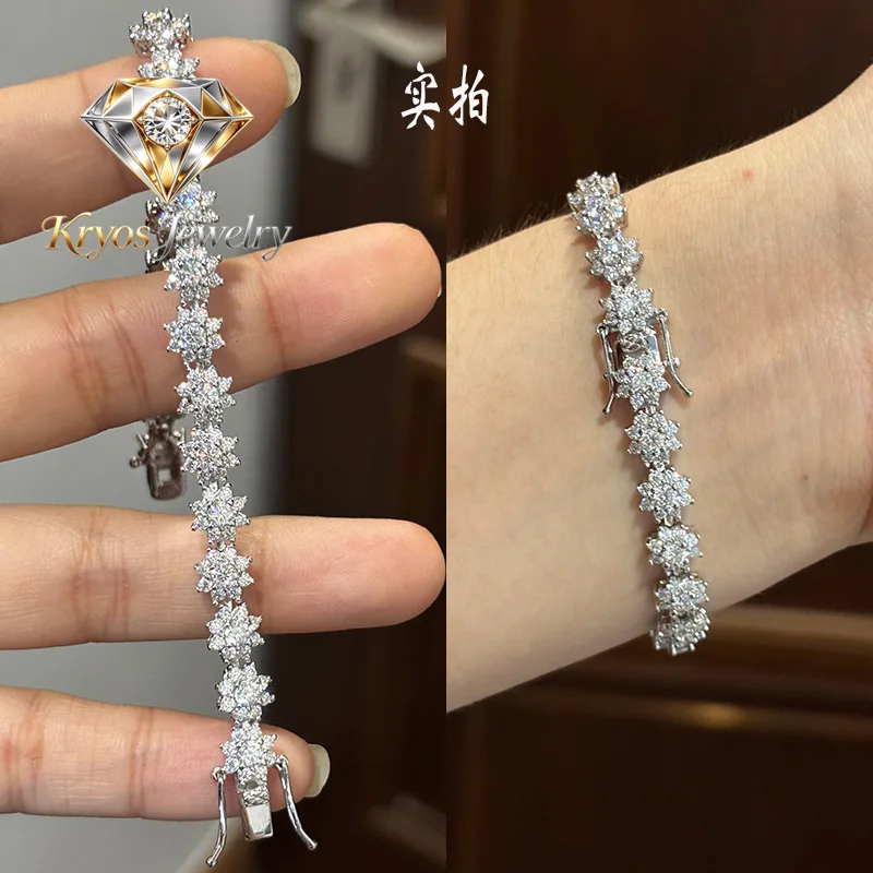 Kryos Jewelry Luxury Solid Platinum PT950 Bamang Star Bracelet Moissanite Diamond Bracelet Women's Full Diamond Bracelet