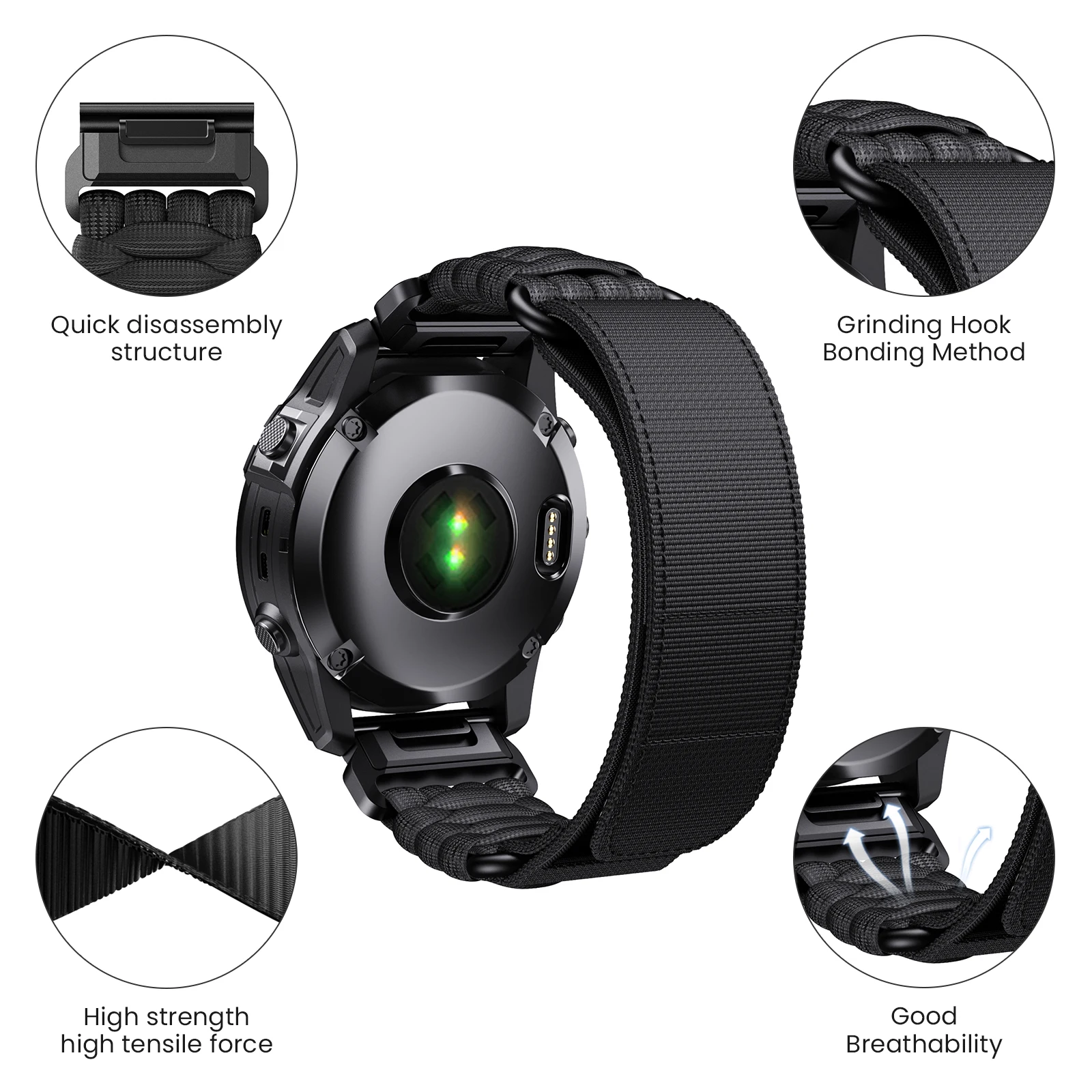 22 26mm Nylon Easy Fit Strap Belt For Garmin Fenix5X Plus/6X/6XPro/7X Quick Release Watch Band Instinct Bracelet Wristband