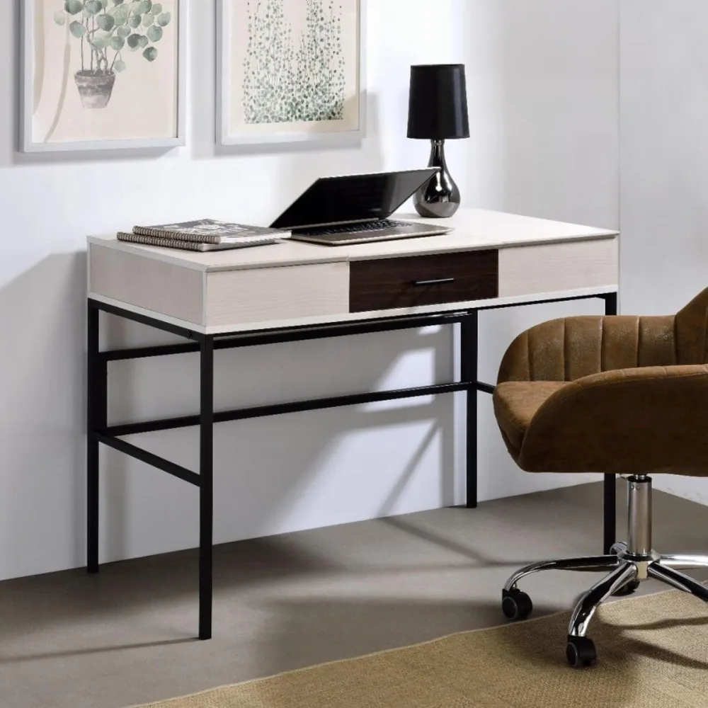 

Simplistic Writing Desk Computer Table with USB, Drawer & Hidden Storage Compartments for Home Office,Multi-functional PC Laptop