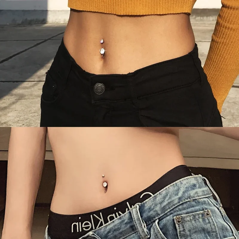 Stalen Navel Ringen Vrouwen Meisjes Crystal Hart Stijl Piercing Navel Oorbel Dagelijks Sexy Buik Piercing Mode Lichaam Sieraden