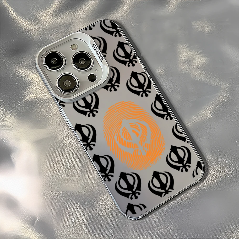 K-Khanda Sikh Symbol Sikhisms Funda-Phone Case for iPhone 12 11 13 14 15 16 Max Pro Plus Laser Cover