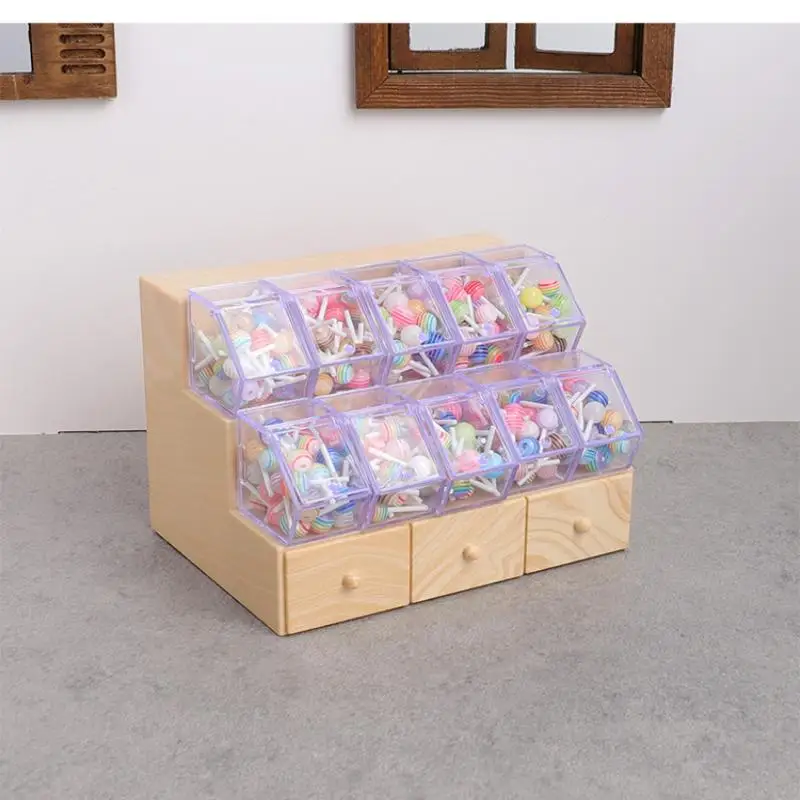 

XM1pc Pretend Play Toys Dollhouse Mini Supermarket Scene Decoration 1/12 Dollhouse Simulation Storage Display Rack With Lollipop