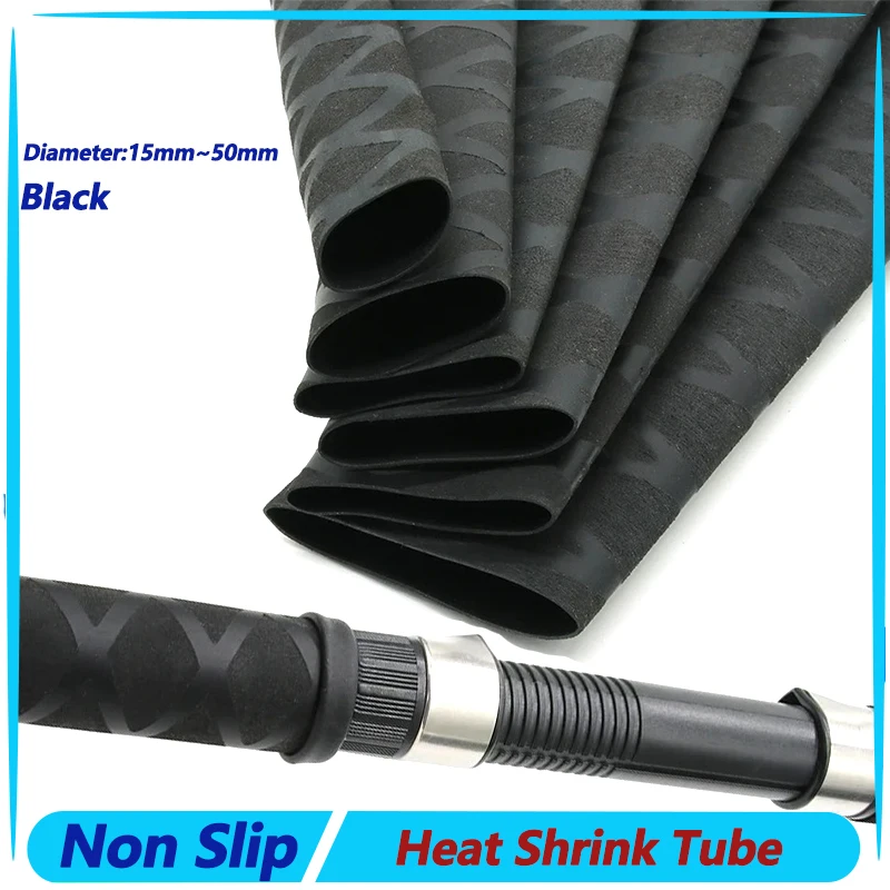 

Black Non Slip Heat Shrink Tube Fishing Rod Wrap 15 18 20 22 25 28 30 35 40 45 50mm Handle Insulated Protect Waterproof Cover