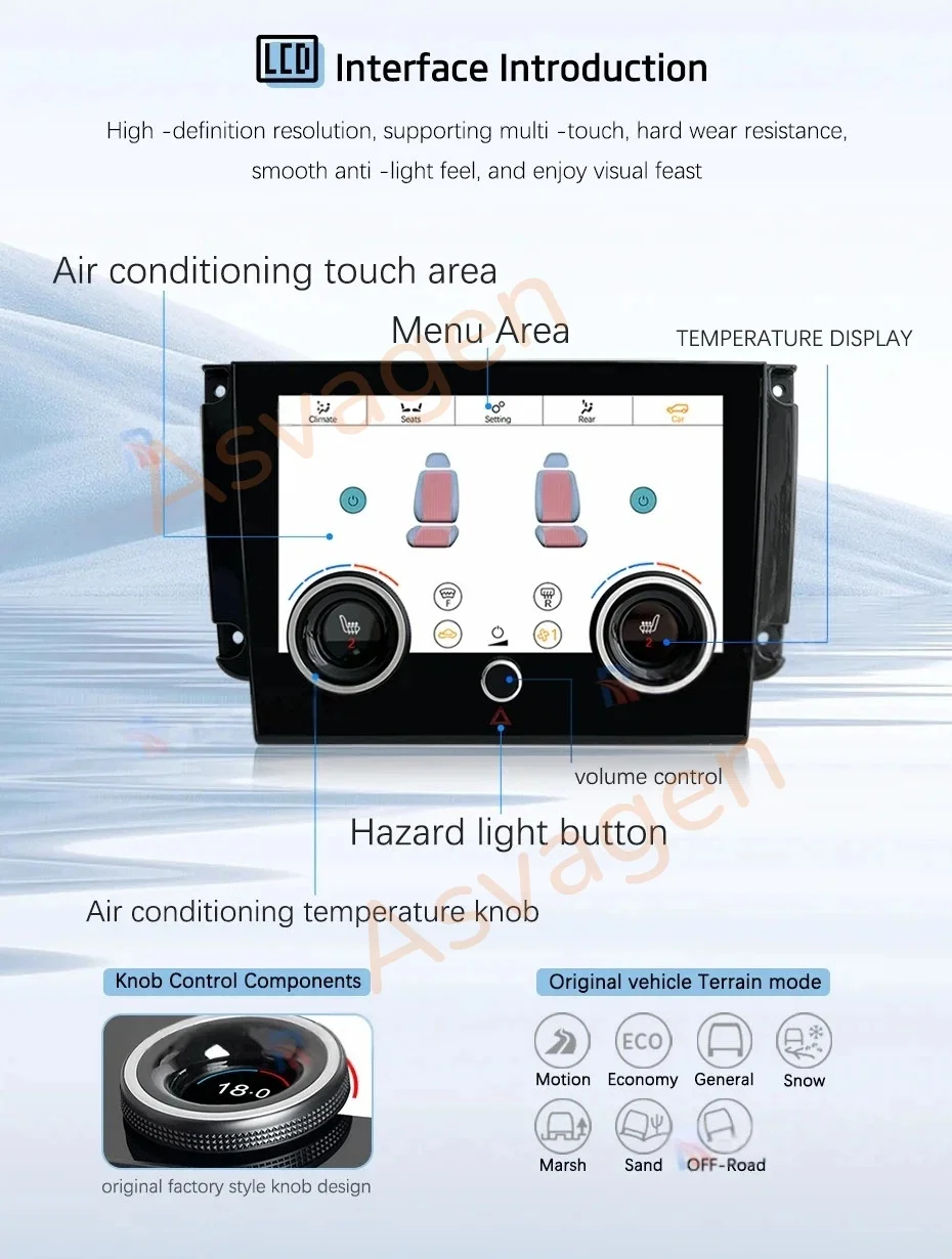 Upgrade For Land Rover Discovery Sport L550 2015-2019 Air Conditioning Climate Control LCD Screen Touch Screen AC Panel