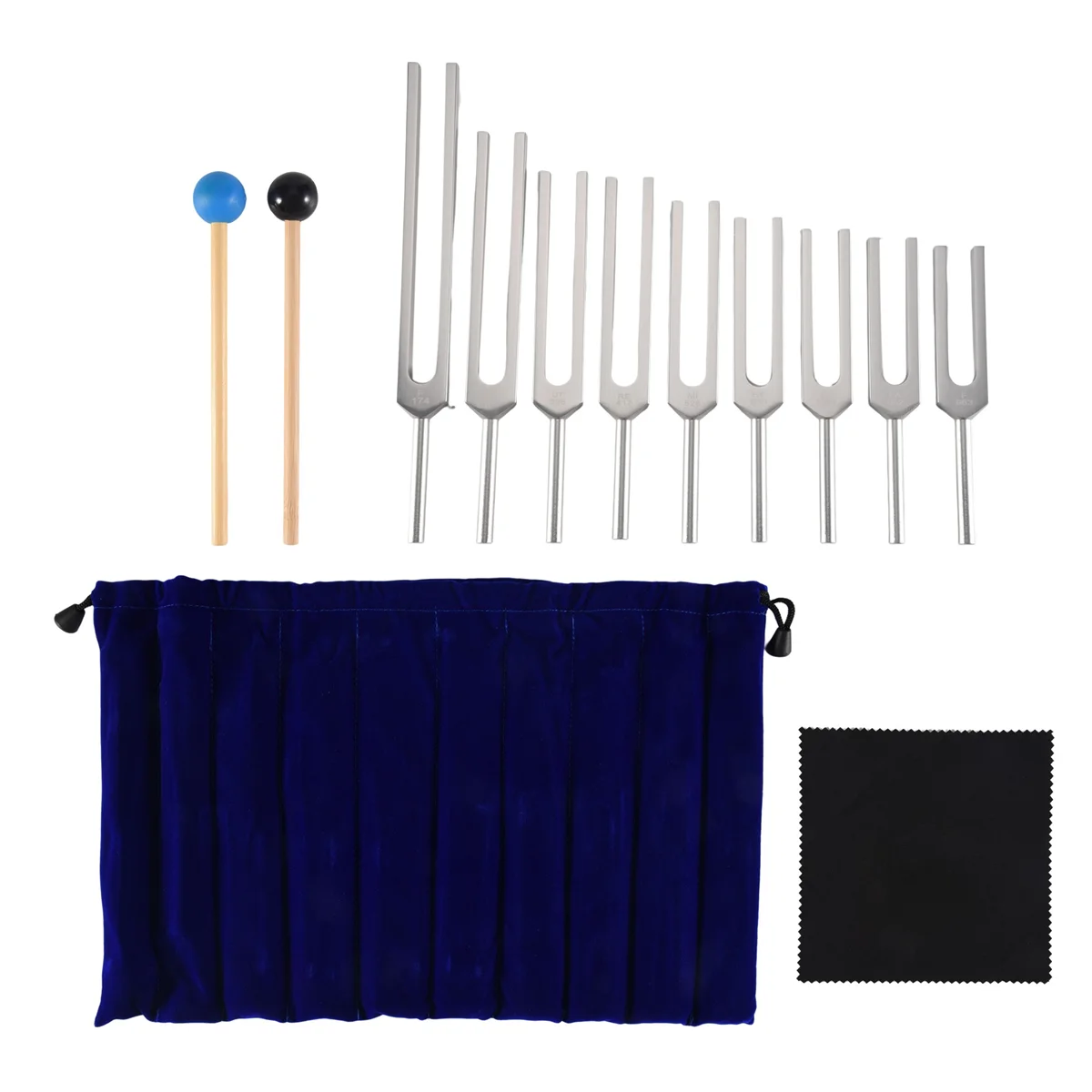 HOT Tuning Fork Set - 9 Tuning Forks for Healing Chakra,Sound Therapy,Keep Body,Mind and Spirit in Perfect Harmony- Silver