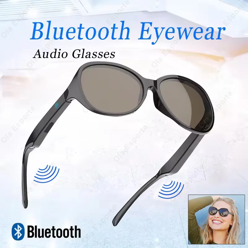 

New Waterproof Bone Conduction Bluetooth Smart Glasses Hands-Free Call Music Sunglasses for All Phone Wireless Bluetooth Headset