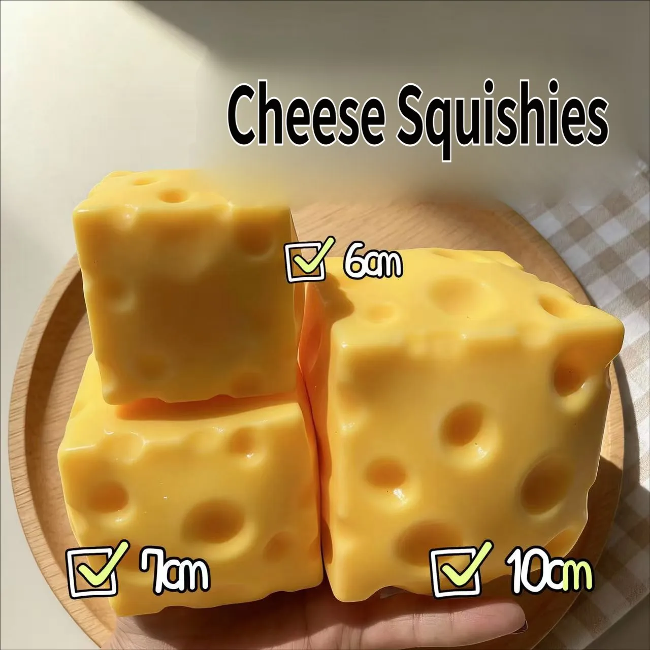 

Large 6cm 7cm10cm Cheese Pinch Decompression Artifact Food Play Vent Toy Slow Rebound Kids Adults Anti Stress Relief Toy