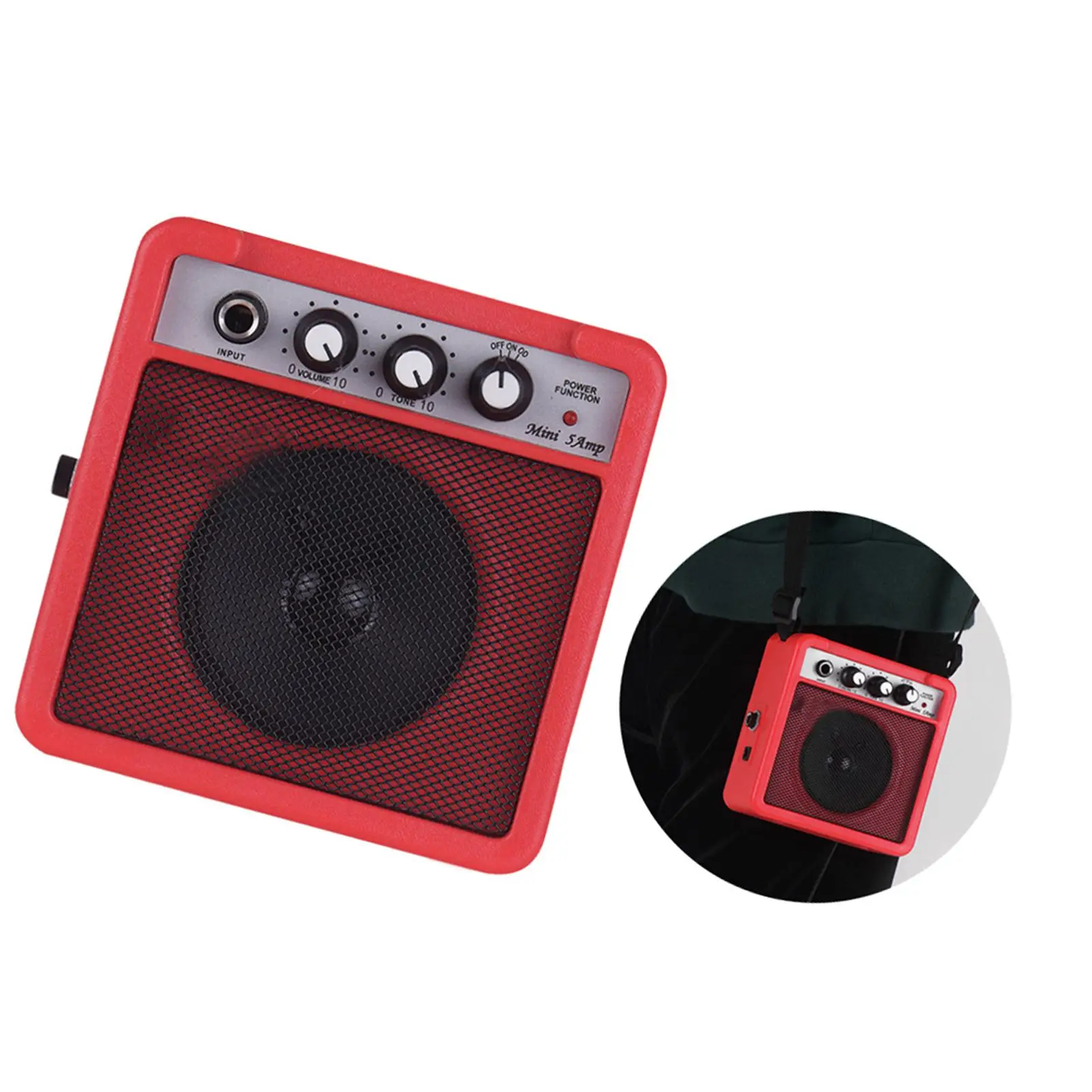 5W Mini Guitar Amplifier Amp Speaker with 3.5mm & 6.35mm Inputs 1/4 Inch Output Supports Volume Tone Adjustment Overdrive