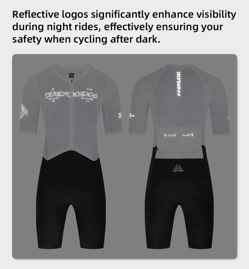 YKYWBIKE Einteiliger Radsport-Skinsuit Italien 200kg/m³ Elastische Interface-Polster Aerodynamisches Rennrad-Set Fahrradbekleidung – Detail 11
