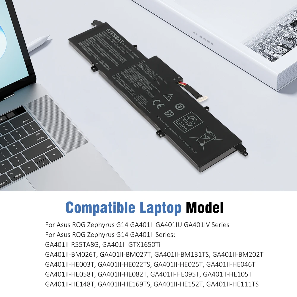 ETESBAY C41N1908 15.4V Laptop Battery For Asus ROG Zephyrus G14 GA401II GA401IV GA401IH GA401IU Series Notebook GA401II-BM026T