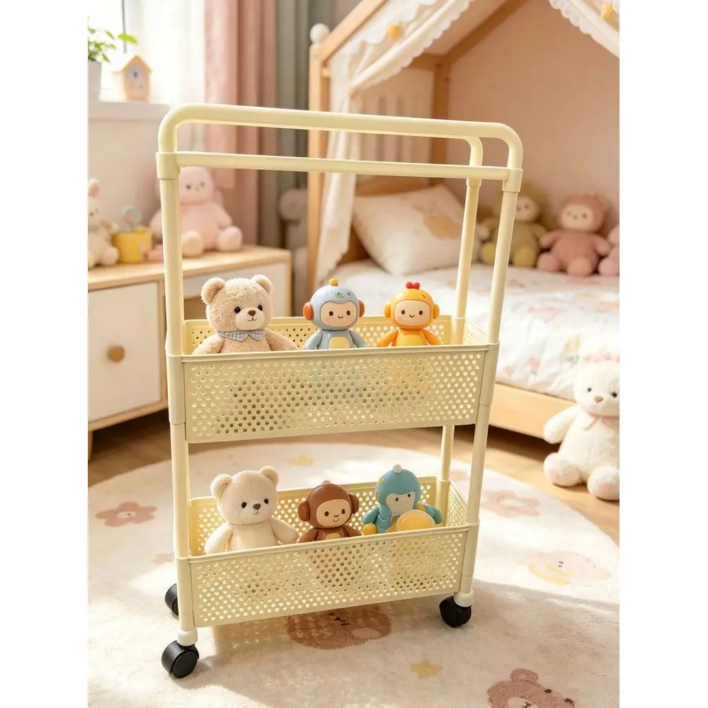 

Cream Color Rolling Cart Suitable For Narrow Spaces, Practical Trolley For Kids Room, Applicable For Nursery And Childrens Room